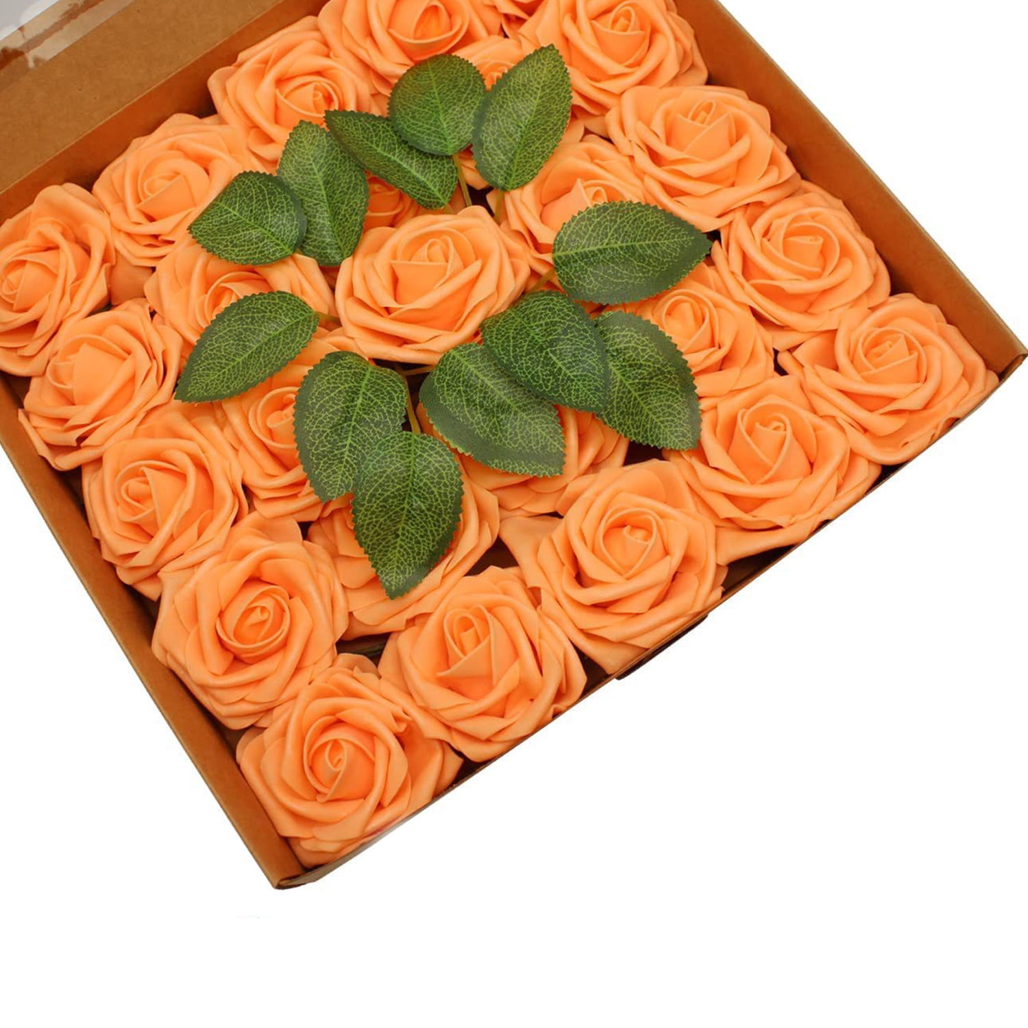 CSCHome Fake Roses Flowers Orange Flowers for Garden Wedding Home Faux