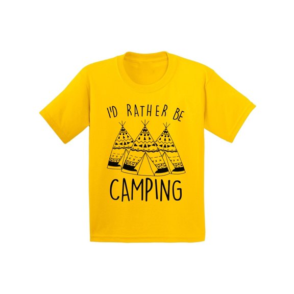 Awkward Styles I'd Rather be Camping Kids Shirt Camping T Shirt for Boys I Would Rather be Camping Shirt for Girls Camping Lovers Gifts Camper T Shirt for Children I Love Camping Shirt for Kids