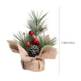 thumbnail image 3 of Christmas Tree 7.48inch Artificial Christmas Trees Mini Christmas Trees Artificial Table Top Little Xmas Decorations with Holiday Ball Ornaments Red Berry Pinecone for Home Party Xmas Decor, 3 of 7