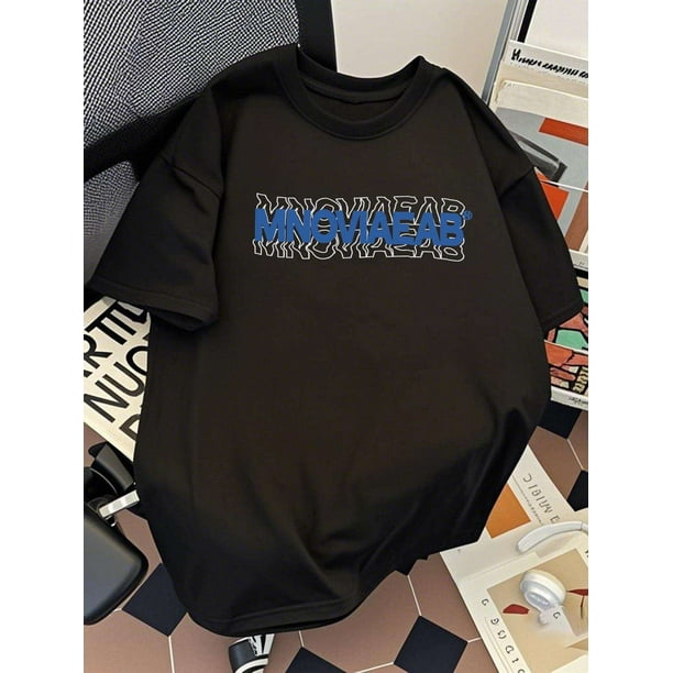 Men's Pure Cotton Graphic Tee - Regular Size Casual Short Sleeve T-Shirt with Bold "MINDVIA" Print, Loose Fit for Summer, Machine Washable