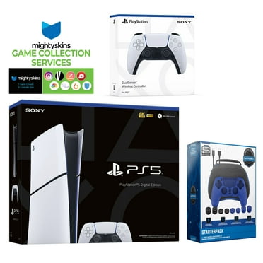Sony PlayStation 5 Slim Digital with Extra White Controller, Pro Gamer Starter Kit and MightySkins Game Pack Code