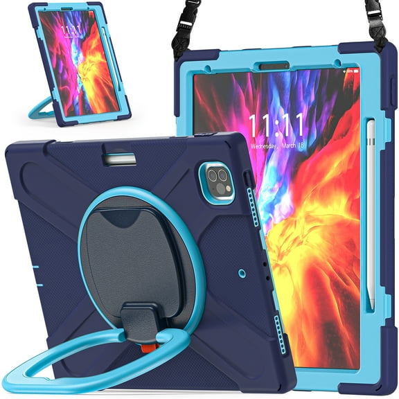 iPad Pro 12.9 Case 2020 4th Generation,iPad 12.9 inch 2018 Case,Heavy Duty Rugged Shockproof Protective Cover 360° Rotating Kickstand Hand/Shoulder Shoulder Strap for iPad Pro 12.9 inch 2020/2018