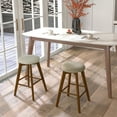 thumbnail image 2 of Costway Set of 2 Swivel Bar Stools Upholstered Counter Height Chairs with  Rubber Wood Legs, 2 of 9