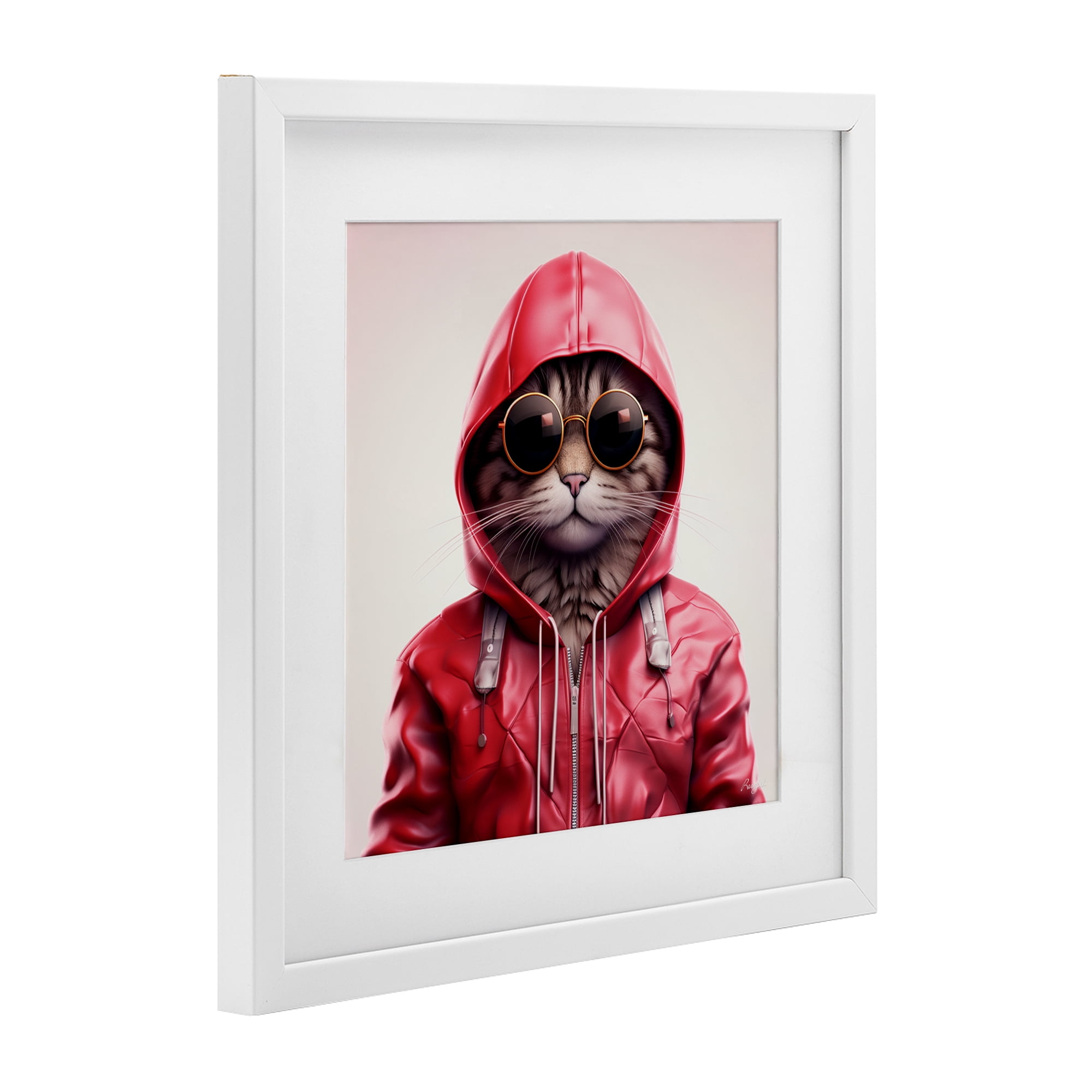 Stupell Industries Hipster Cat in Stylish Jacket White Framed Print Under Glass, design by Roozbeh
