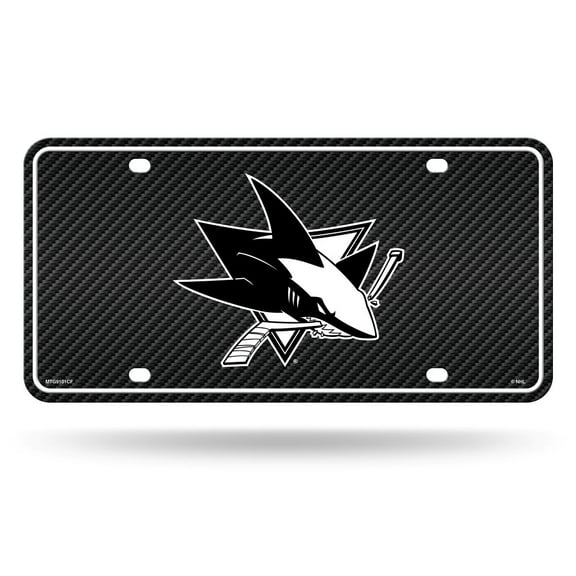 San Jose Hockey Sharks Carbon Fiber Design Look - Standard License Plate Auto Tag