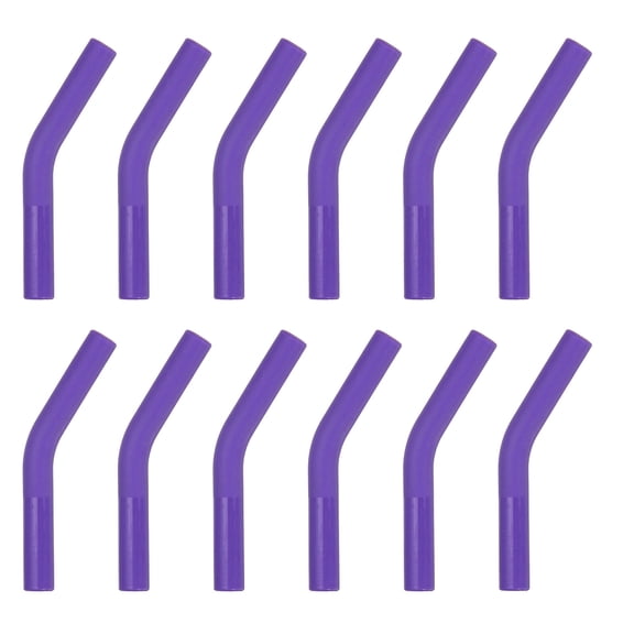 Uxcell 12Pcs Silicone Straw Tips, Silicone Straw Elbows Tip, Soft Reusable Metal Straw Covers Fit for 8mm/0.31" OD Stainless Steel Straws, Purple