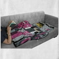 thumbnail image 5 of New York Soft Flannel Fleece Throw Blanket, View of Manhattan and a Taxi Cab at Times Square, Cozy Plush for Indoor and Outdoor Use, 50" x 60", Grey Teal Pink, by Ambesonne, 5 of 5