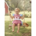 thumbnail image 4 of BemeyourBBs Newborn Baby Girl Baseball Outfit Infant Baby Girls Clothes Plaid Gingham Romper Cute Bow Baseball Embroidery Flying Sleeve Backless Bodysuit Jumpsuit Playsuit, 4 of 8