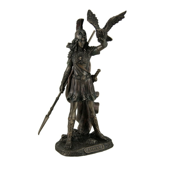 Athena - Greek Goddess Of Wisdom And War with Owl Statue