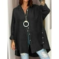 thumbnail image 1 of Nouvelle Chemise d'Été Unie pour Femmes, Ample, à Manches Neuf Dixièmes, en Coton et Lin, 1 of 6