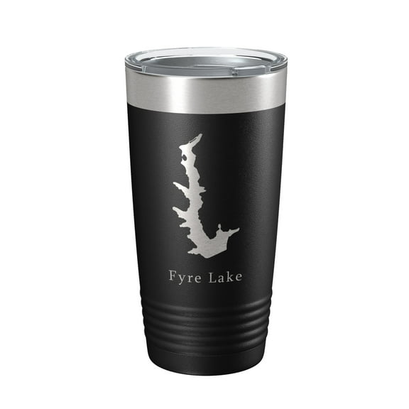 Fyre Lake Map Tumbler Travel Mug Insulated Laser Engraved Coffee Cup Illinois 20 oz Black