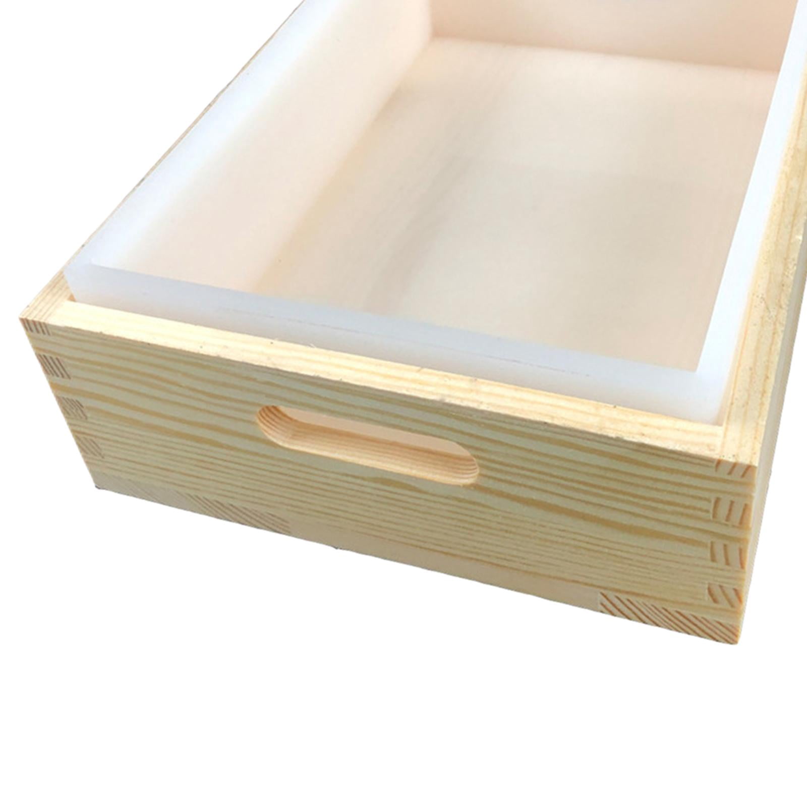 FVDPWYE Rectangle Silicone Soap Mold with Wood Box Handmade Soap Making Supplies 23ml Craft Cake Flexible Silicone Molds Soap Mould