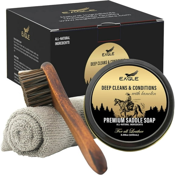 Saddle Soap for Leather – 3-Piece Kit Cleaning, Boots, Tack, and Saddles Includes Applicator Cloth Conditioner Boots Tack Care