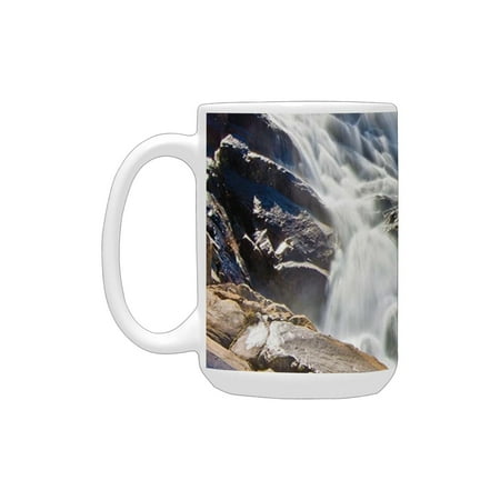 

National Parks Home Decor Stream Bedrock in Sunny Day Wild Lands Hike Mother Earth Motion Grey White Ceramic Mug (15 OZ) (Made In USA)