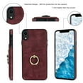 thumbnail image 5 of Fit for Apple iPhone XR Case with Card Pocket 360° Rotatable Ring Holder Kickstand, Shockproof Drop Resistant PU Leather Soft TPU Back Protective Phone Case For iPhone XR, Winered, 5 of 8