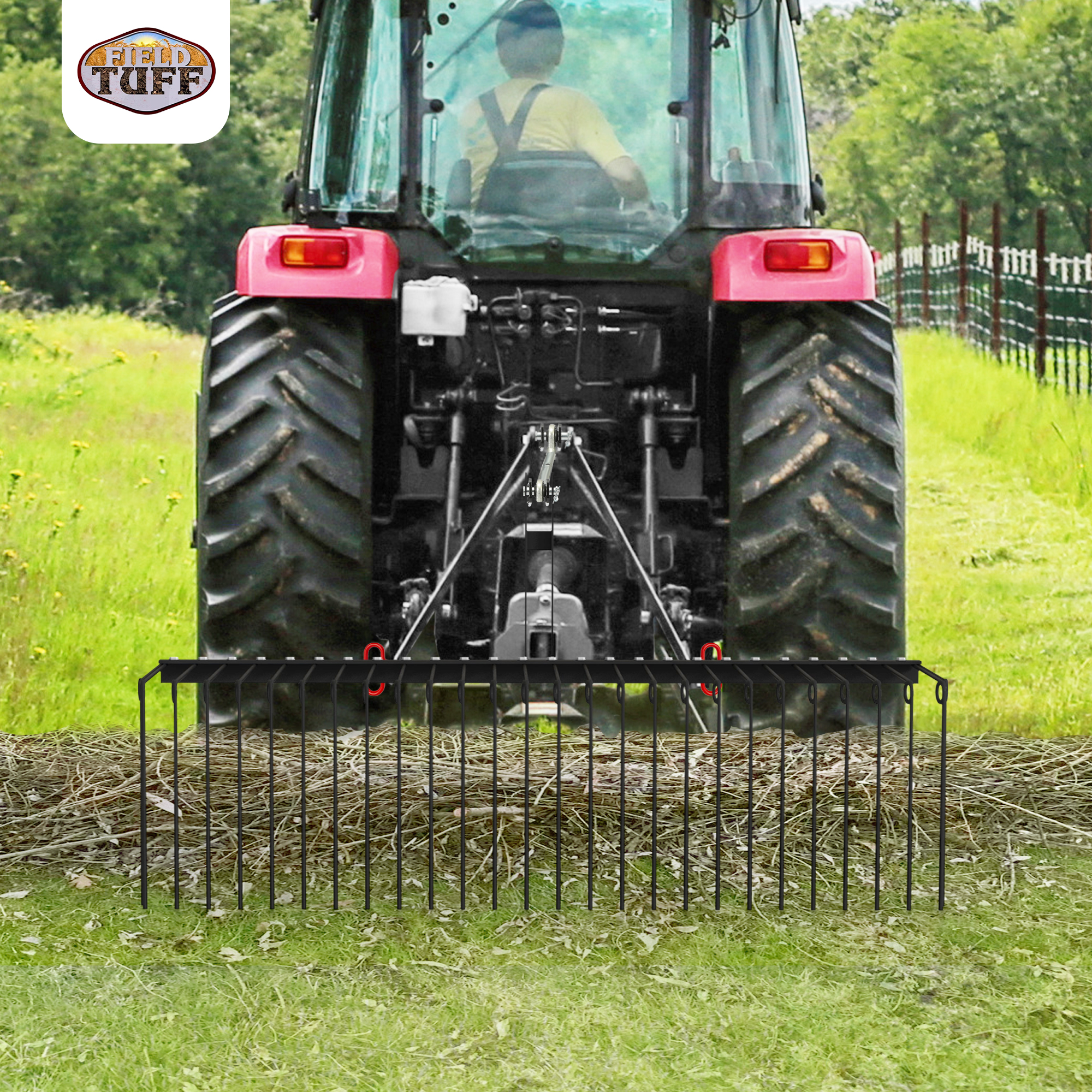 Field Tuff 60in Pine Straw Rake w/ Coil Spring Tines & 3 Point Hitch, Steel - image 5 of 9