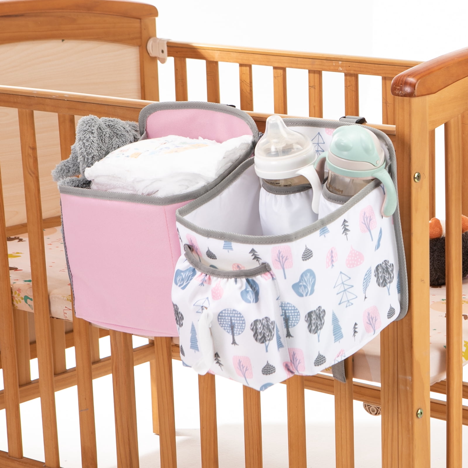 Baby Stroller Organizer Bag Bedside Caddy Diaper Storage Bin Hanging Storage Bag for Baby Bed/Baby Cart