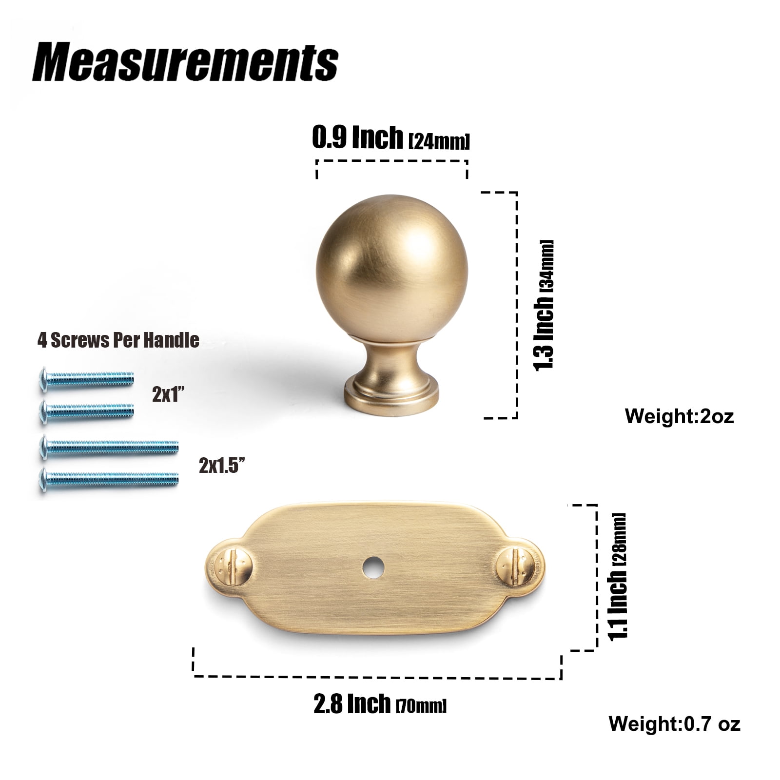 Goo-Ki 12 Pack Champagne Bronze Cabinet Knobs with Backplate for Drawer Cupboard, 0.94" Dia Drawer Knob Handle Zinc Alloy Hardware