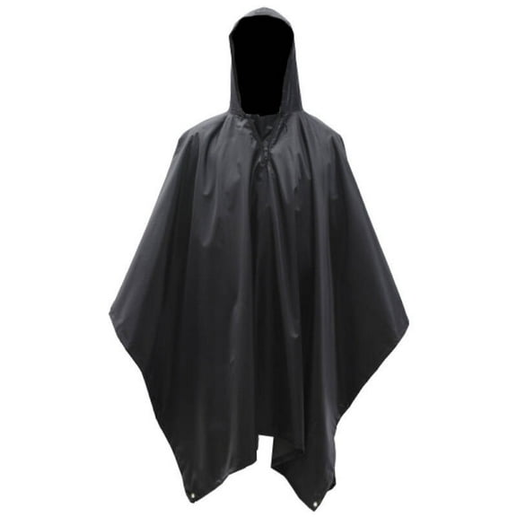 AUQ Rain Poncho Waterproof Single-Layer PVC Coating Rain Ponchos for Adults,Breathable Collar Zipper Ponchos Adult for Outdoor Adventures,Black,PVC