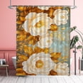 thumbnail image 5 of Golden Flowers Shower Curtains Elegant Floral Waterproof Bathroom Curtains with Hooks, Unique Vintage Gold Flowers Themed Bathroom Decor, 5 of 5