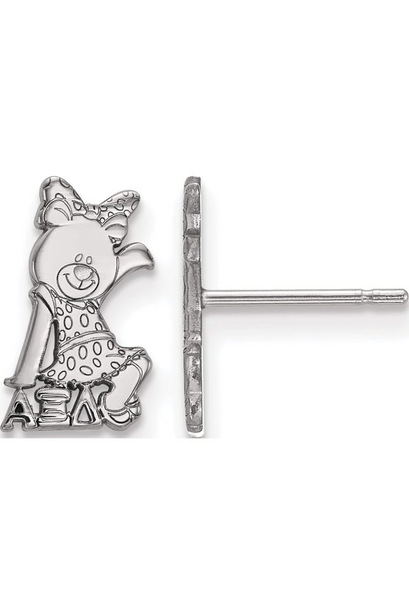 Sterling Silver Rh-Plated Logoart Alpha Xi Delta Xs Post Earrings (12 X 7) Made In United States ss038axd