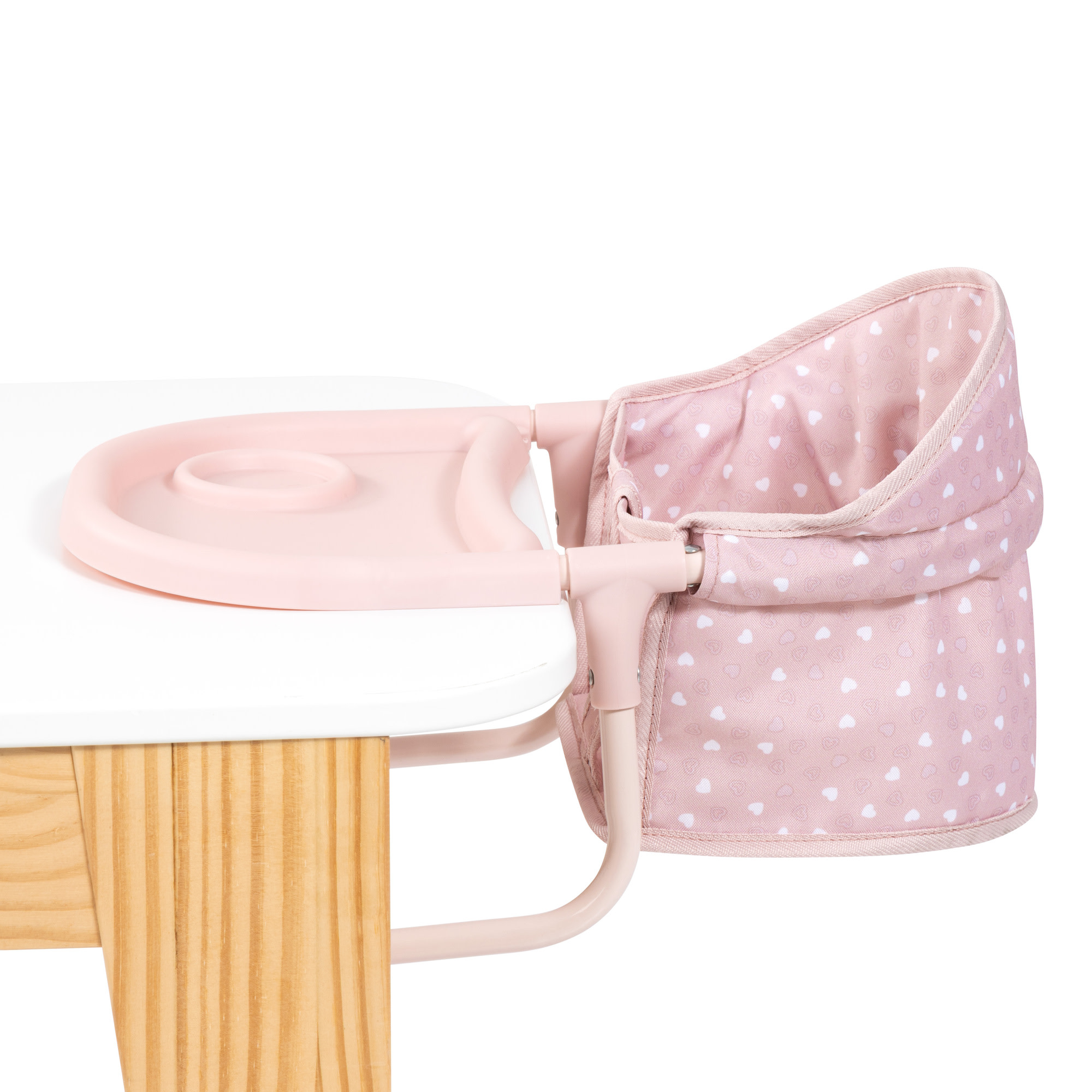 Bayer Design: Doll Table Seat - Soft Pink & Polka Dot - Attach To Table, Dining Tray, Feeding Center, Foldable, Toy Accessory Fits 18" Dolls, Kids 3+