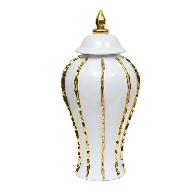 Luzkey Ceramic Flower Vase Chinese Ceramic Ginger Jar for Bookshelf Entryway Office