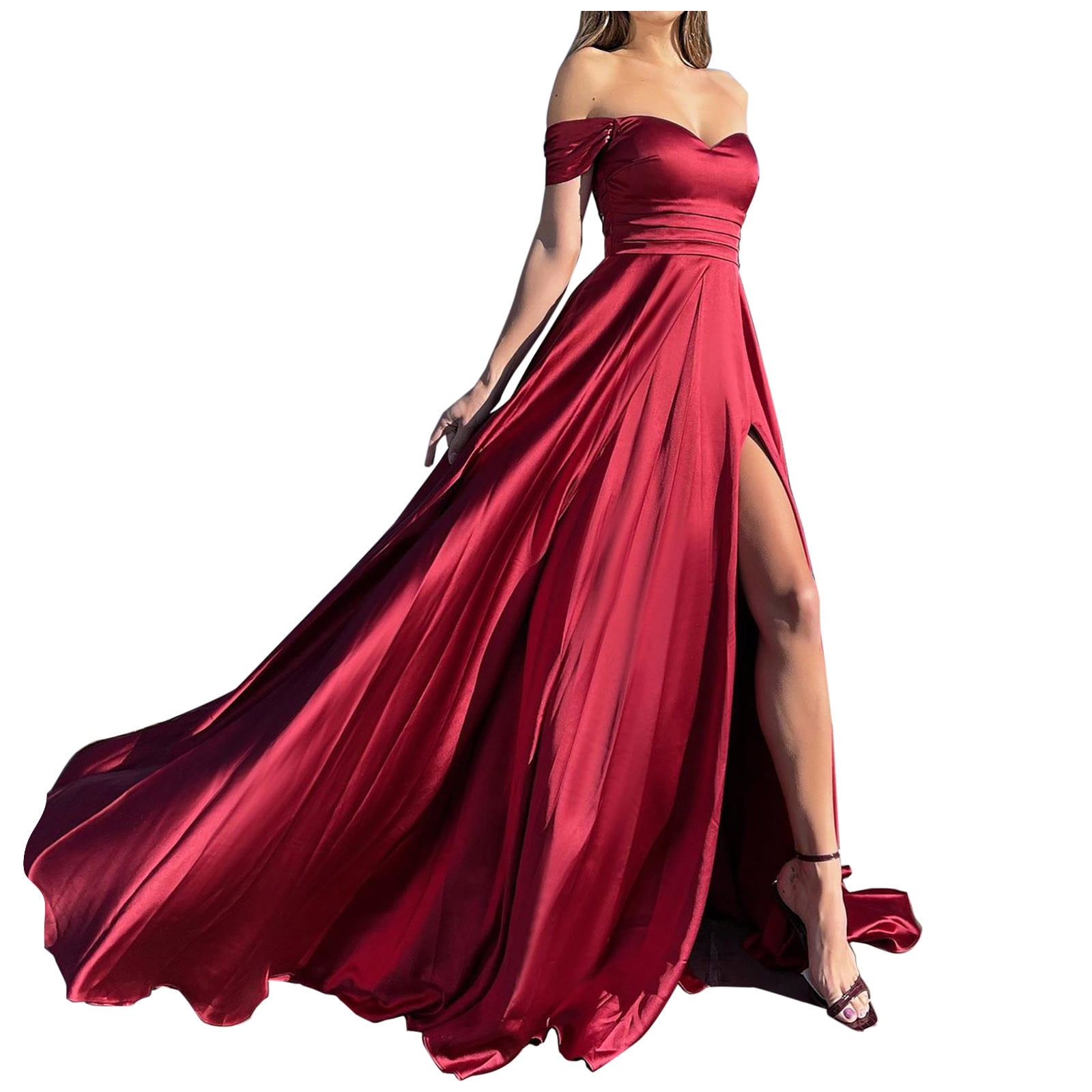 Women's Off Shoulder Maxi Dress Sexy V Neck Cocktail Dresses