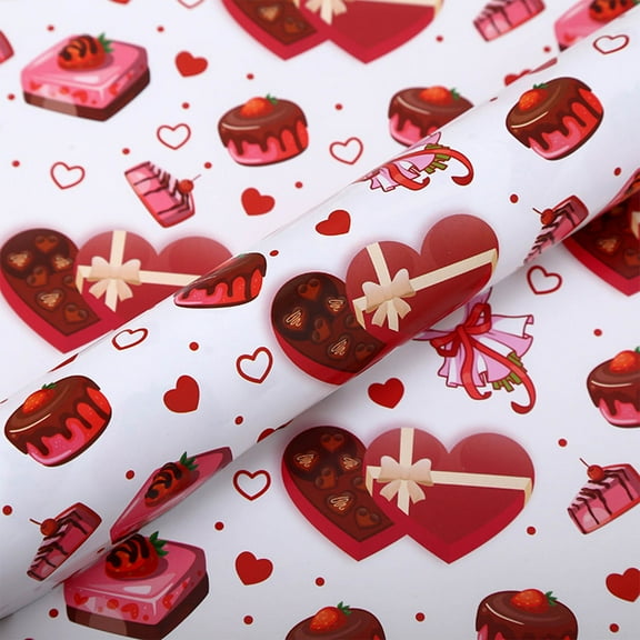 KCEHTA Valentine’s Day Wrapping Paper, Heart Wrapping Paper Roll, Valentine Gift Wrapping Paper, Christmas Gift Box Wrapping Paper, Folded Flat Wrapping Paper for Birthday, Wedding, Anniversary