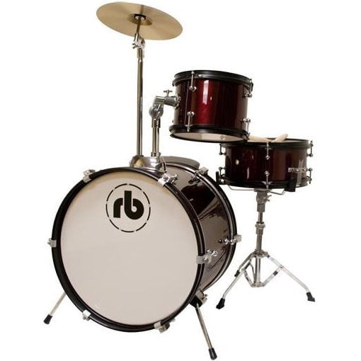 RB Drums Junior 3-Piece Drum Set - 16/10SD/8, Hardware, Cymbal, Throne, Black Sparkle