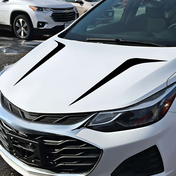 MELIVO 2Pcs Car SUV Truck Racing Hood Stripes Decal Vinyl Stickers Trim Black Universal