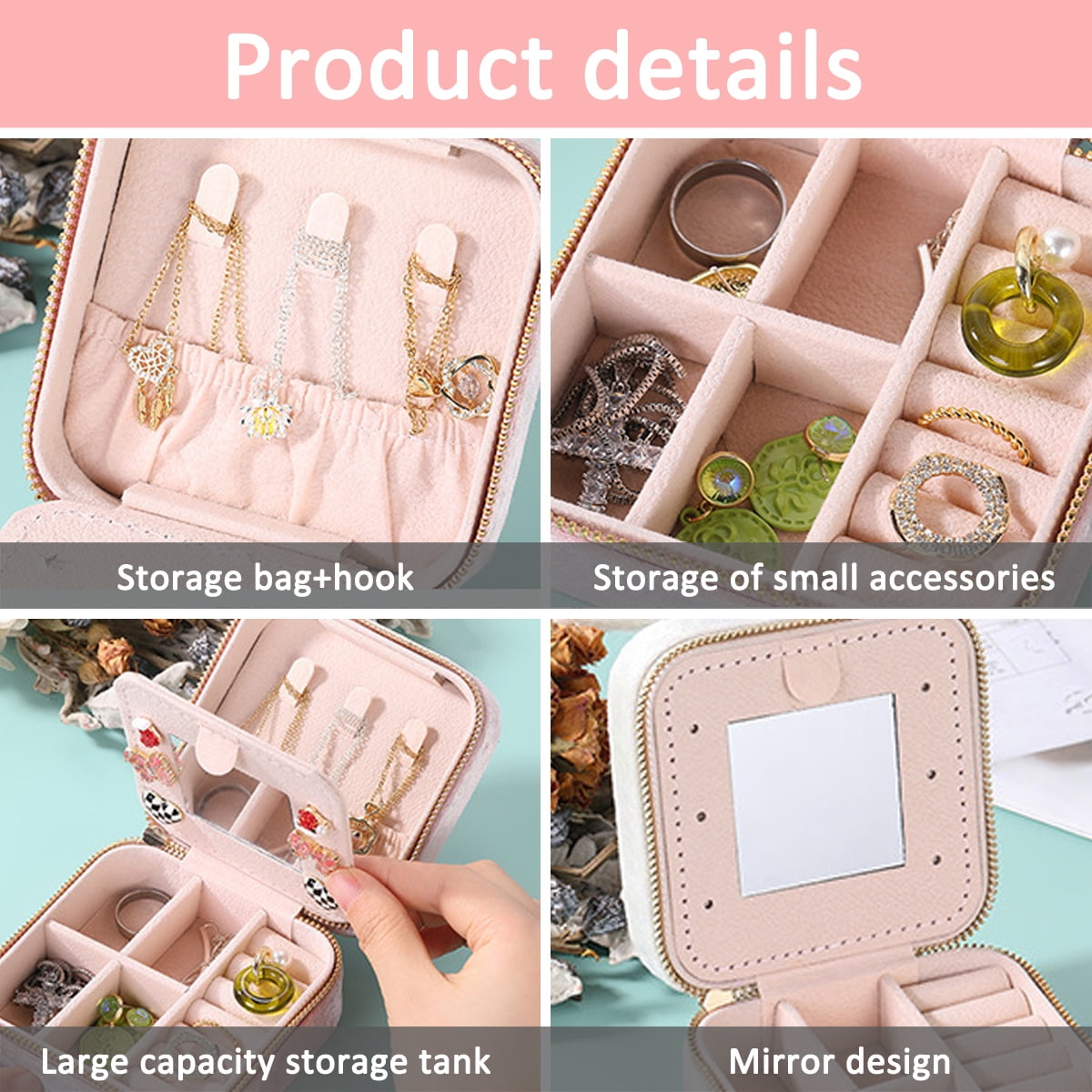 Trousse à Bijoux De Voyage, Sac Rangement De Bijoux Avec 5 Pochettes En Velours Pour Colliers Boucles Bagues, Étui Boîte Organisateur De D'oreilles | Leroy Merlin