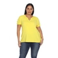 thumbnail image 1 of White Mark Women's Keyhole Neck Cutout Short Sleeve Top, 1 of 6