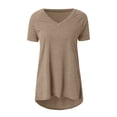 thumbnail image 2 of hirigin Women's Short Sleeve V-Neck Loose T-Shirt Cut Relaxed Solid Color T-Shirt Top, 2 of 4