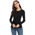 thumbnail image 2 of Women Long Sleeve Crew Neck/Scoop Neck Rayon Slim Fit Stretchy Layer T Shirts Tops, 2 of 4