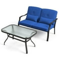 thumbnail image 2 of Costway Ensemble de Mobilier de Patio 2 Pcs Causeuse d'Extérieur Chaise Table Basse Siège Coussiné Bleu Marine, 2 of 7