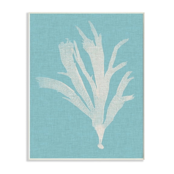 Stupell Industries Coral Seaweed Cyan White Beach Design Graphic Art Unframed Art Print Wall Art, 13x19, by Vision Studio