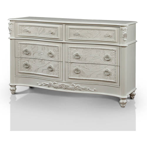 Furniture Of America Quinn Princess Themed 6 Drawer Dresser And Mirror Set White Walmart Com Walmart Com