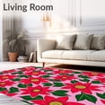 thumbnail image 2 of ODIKA 6x9 Machine Washable Non-Slip Area Rug, Festive Poinsettia Bloom Yarn Hook Floor Kit Adults Needlework Ultra Soft Rug, None, 649663, 2 of 7
