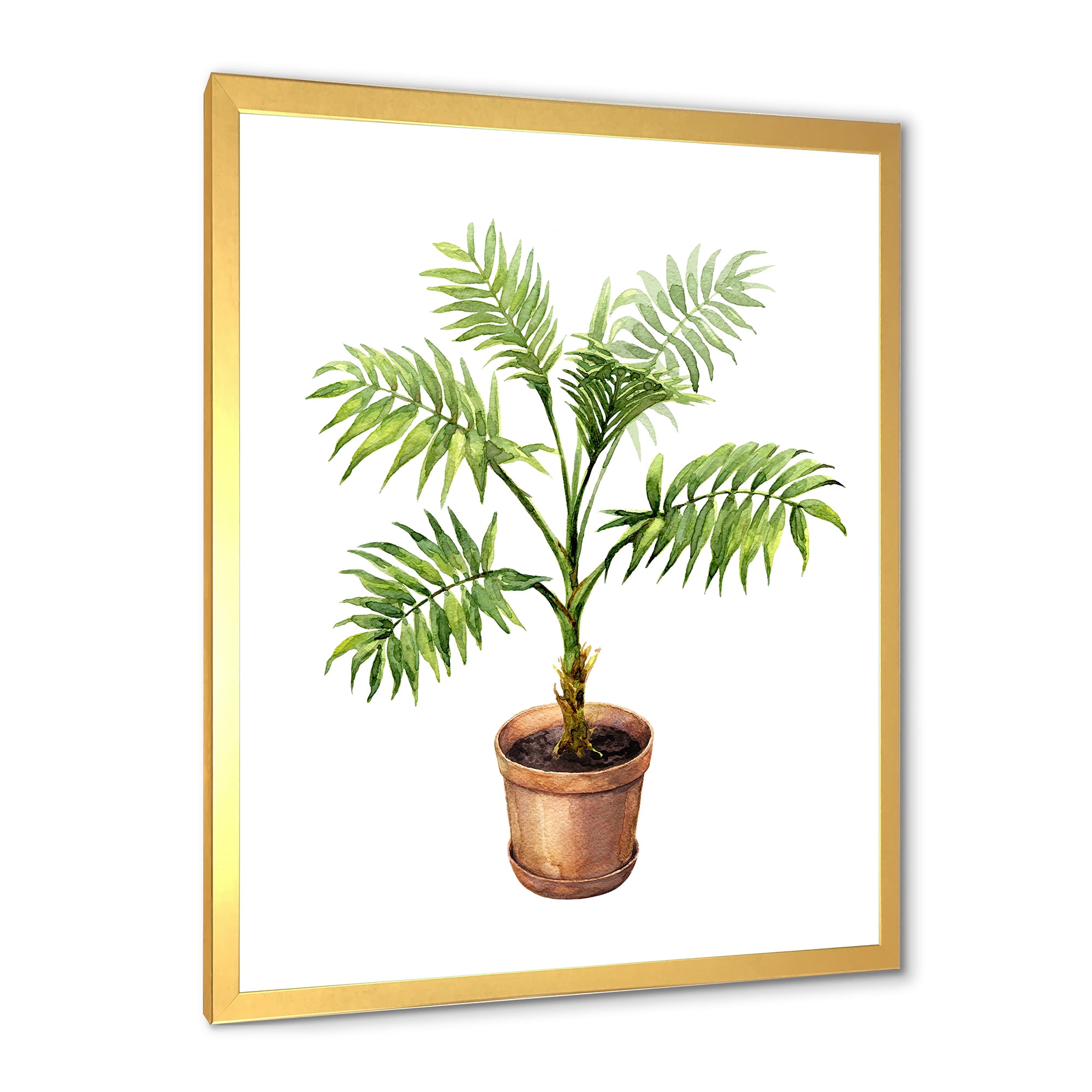 Designart 'Palm Plant In Clay Flowerpot' Traditional Framed Art Print