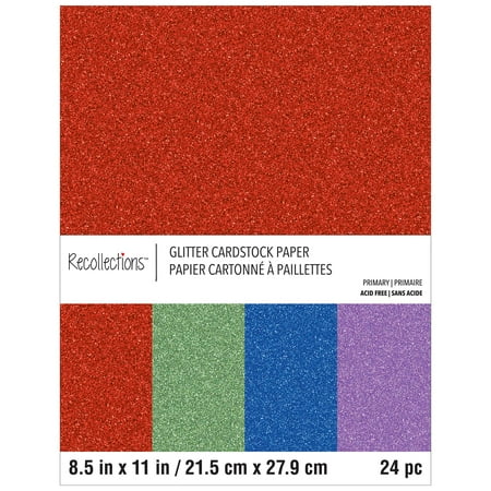 UPC: 0191518164794 | Primary Glitter 8.5  x 11  Cardstock Paper by Recollections™  24 Sheets