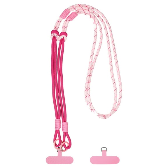 Phone Crossbody Lanyard with Hanging Loops, Adjustable Anti-Theft Phone Patches Strap Multifunction Neck Lanyard for Keys ID Badges Phones Wallet, Rose Red