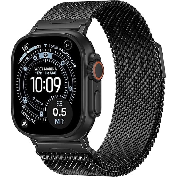Magnetic Metal Bands Compatible with Apple Watch Ultra 3 2 Band for Men 49mm 46mm 45mm 44mm 42mm 41mm 40mm 38mm, Stainless Steel Milanese Strap for iWatch SE Series 11 10 9 8 7 6 5 4, Black