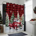 thumbnail image 3 of Christmas Shower Curtain Red Truck Pine Tree Forest Bathroom Curtains with Hooks, Waterproof Fabric Snowflake Reindeer Buffalo Plaid Bath Shower Curtains Set for Bathroom Bathtubs Decor 72x72 Inch, 3 of 9