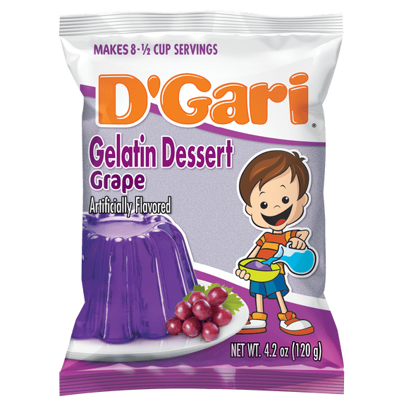 D'Gari Grape Gelatin Dessert, 4.2 oz Box, Free from Peanuts and Almonds