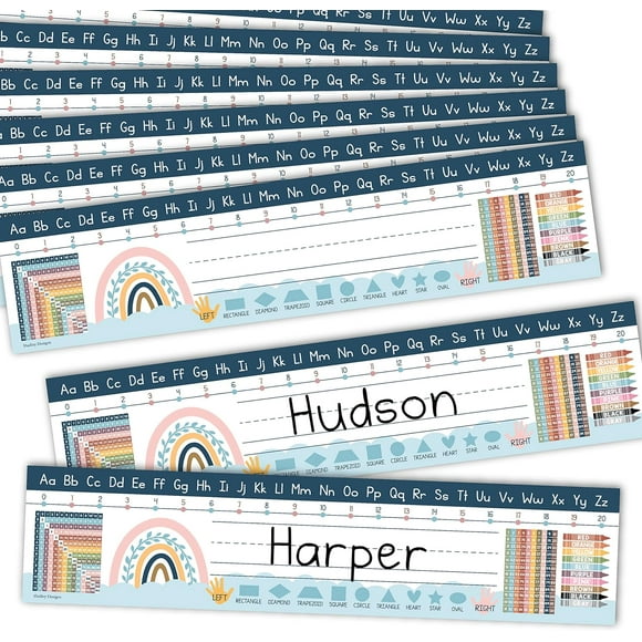 YSTIANN 60 Pcs Desk Name Tags, Boho Classroom Name Plates - Student Name Labels for Kindergarten, 1st 2nd 3rd Grade, Teacher Supplies, Adhesive Nameplates for Desks (Neutral Colors) WJ85-4594