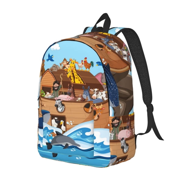 Fotbe Animals on Noah's Ark Floating Mochila de Lona con Estampado, Mochila Duradera, Mochila Versátil de Alta Calidad, Mochila Compacta Vintage-Medium
