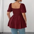 thumbnail image 3 of Women's Summer Peplum Tops Square Neck Ruffle Trim Short Sleeve Blouse Top Dressy Casual Shirts,4XL, 3 of 3