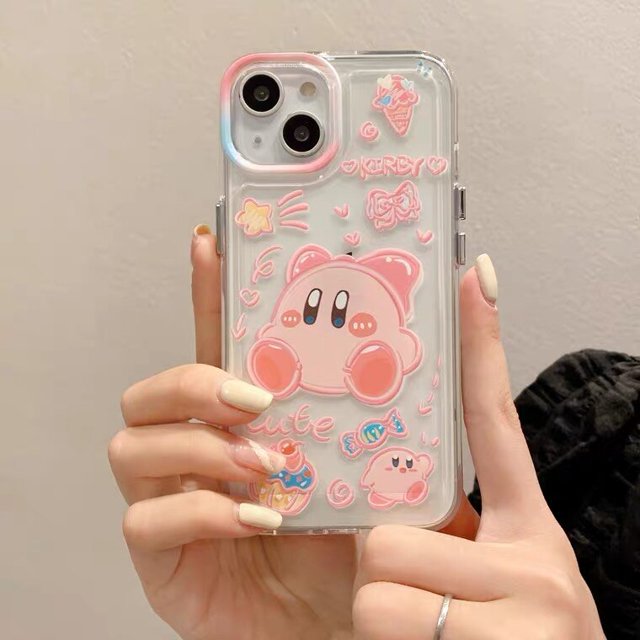 Fundas de teléfono transparentes con dibujos de Kirbies Sanrio Kuromi para iPhone 14 13 12 11 Pro Max XR XS MAX 8X7 SE funda trasera suave Y2k Girl xuanjing unisex