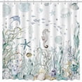 thumbnail image 2 of Nautical Shower Curtain Coral Seashell Beach Shower Curtains for Bathroom Decor Under The Sea Themed Bathroom Shower Washable Durable Fabric Shower Curtains 72x72 in, 2 of 6